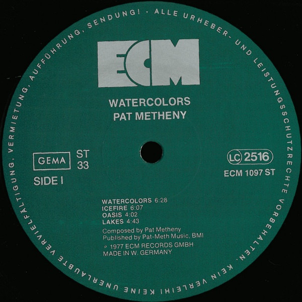 Pat Metheny - Watercolors | ECM Records (ECM 1097) - 3 Pat Metheny - Watercolors | ECM Records (ECM 1097) - 3