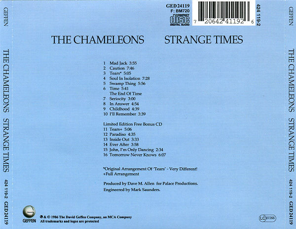 The Chameleons - Strange Times | Geffen Records (GED 24119) - 2