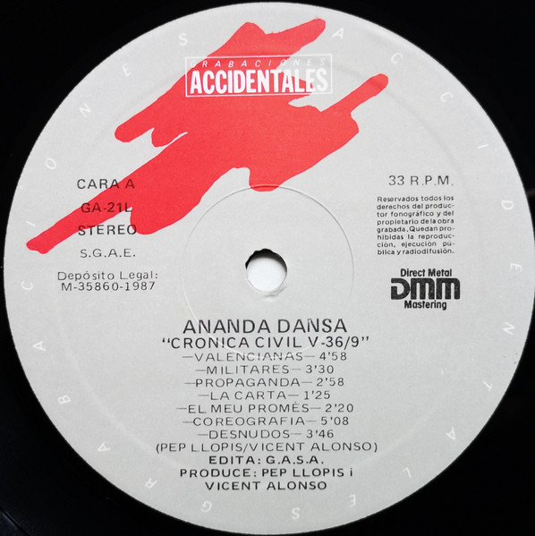 Pep Llopis Y Vicent Alonso Para Ananda Dansa - Crónica Civil (V-36/9) - Teatri Del Baile De Valencia | Grabaciones Accidentales (GA-21L) - 3 Pep Llopis Y Vicent Alonso Para Ananda Dansa - Crónica Civil (V-36/9) - Teatri Del Baile De Valencia | Grabaciones Accidentales (GA-21L) - 3