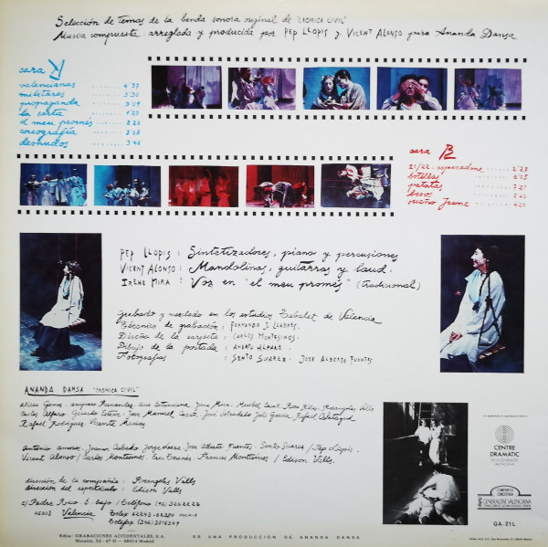 Pep Llopis Y Vicent Alonso Para Ananda Dansa - Crónica Civil (V-36/9) - Teatri Del Baile De Valencia | Grabaciones Accidentales (GA-21L) - 2 Pep Llopis Y Vicent Alonso Para Ananda Dansa - Crónica Civil (V-36/9) - Teatri Del Baile De Valencia | Grabaciones Accidentales (GA-21L) - 2
