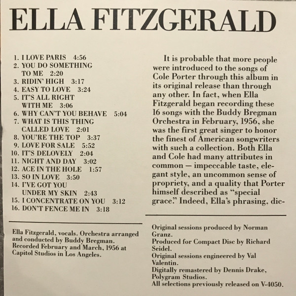 Ella Fitzgerald - The Cole Porter Songbook Volume Two [CD] | Verve Records (P2 21990) - 4