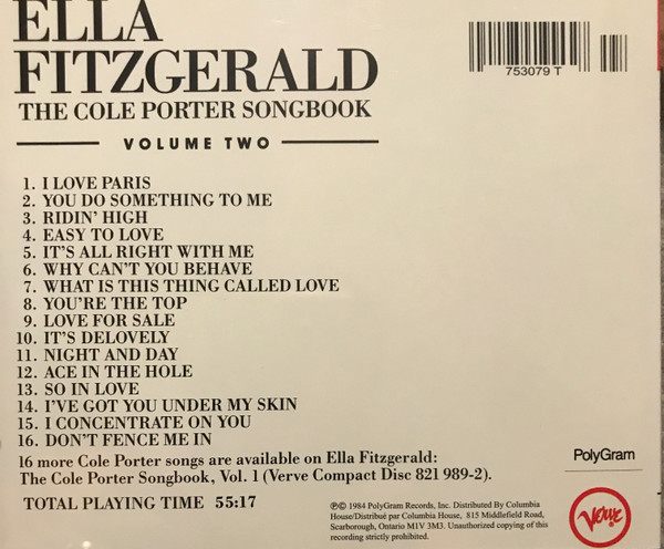 Ella Fitzgerald - The Cole Porter Songbook Volume Two [CD] | Verve Records (P2 21990) - 2