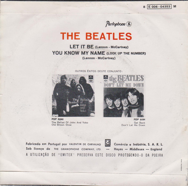 The Beatles - Let It Be / You Know My Name (Look Up The Number) | Parlophone (8 E 006 - 04353 M) - 2