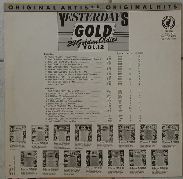 Various - Yesterdays Gold Vol. 12 (24 Golden Oldies) | Yesterdays Gold (LP YDG 15734) - 2 Various - Yesterdays Gold Vol. 12 (24 Golden Oldies) | Yesterdays Gold (LP YDG 15734) - 2