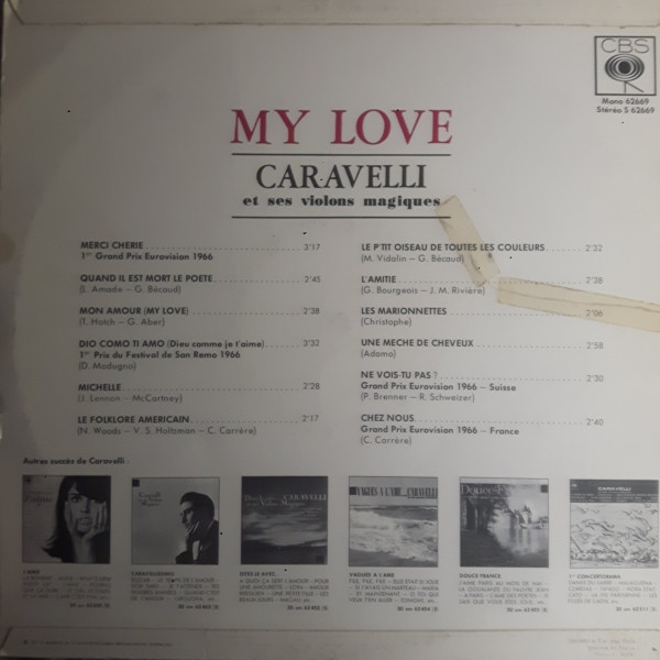 Caravelli Et Ses Violons Magiques - My Love | CBS (62669) - 2