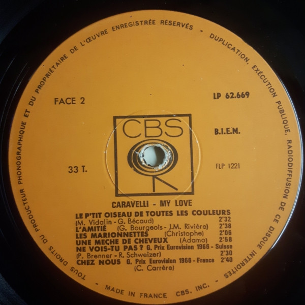 Caravelli Et Ses Violons Magiques - My Love | CBS (62669) - 4
