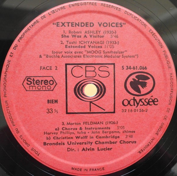 Alvin Lucier ‧ The Brandeis University Chamber Chorus - Extended Voices | CBS (S 34-61066) - 4 Alvin Lucier ‧ The Brandeis University Chamber Chorus - Extended Voices | CBS (S 34-61066) - 4