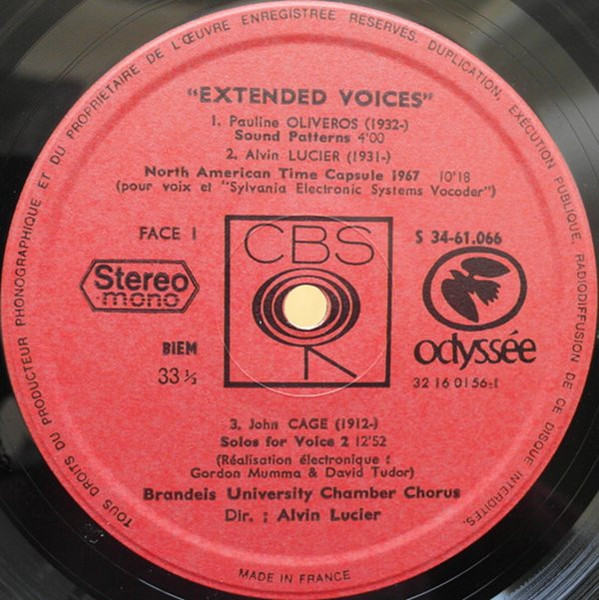 Alvin Lucier ‧ The Brandeis University Chamber Chorus - Extended Voices | CBS (S 34-61066) - 3 Alvin Lucier ‧ The Brandeis University Chamber Chorus - Extended Voices | CBS (S 34-61066) - 3