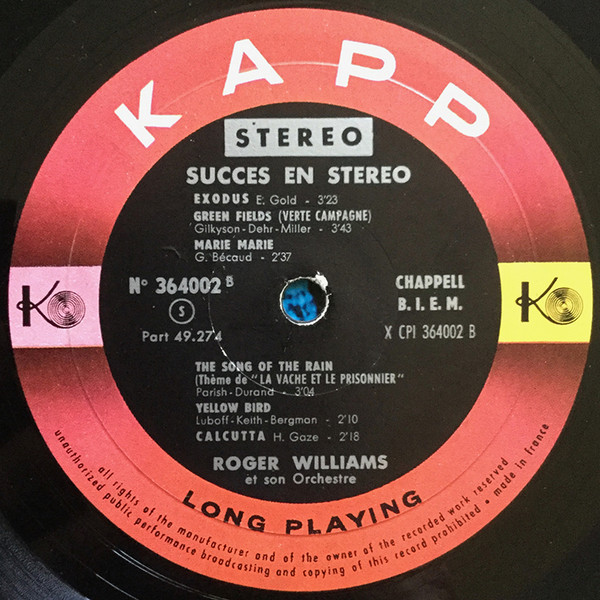 Roger Williams & His Orchestra - Succés En Stéréo | Kapp Records (364 002) - 4