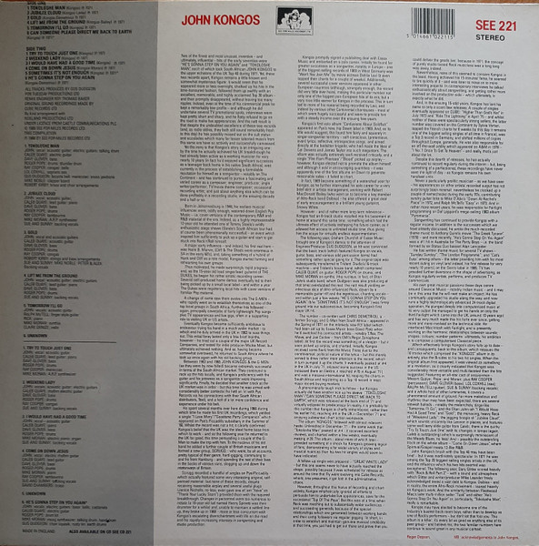 John Kongos - Tokoloshe Man | See For Miles Records Ltd. (SEE 221) - 2