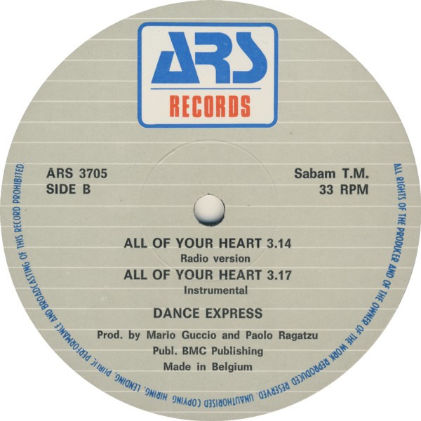 Dance Express - All Of Your Heart | ARS Records (ARS 3705) - 4
