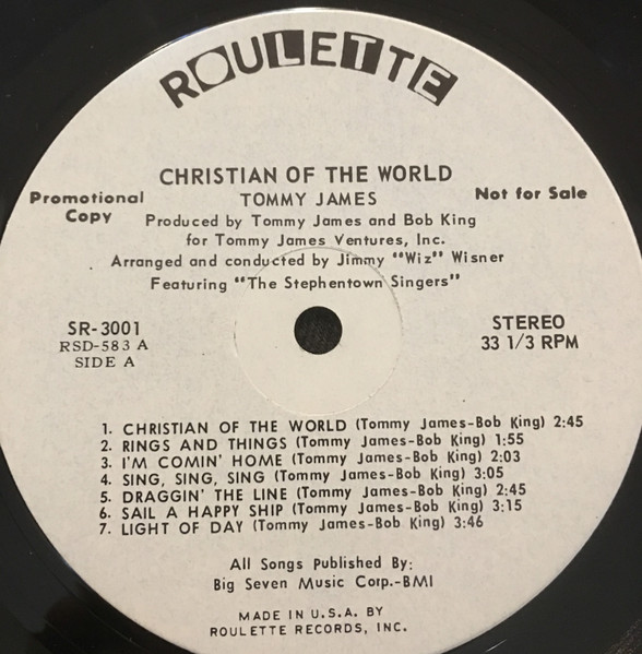 Tommy James - Christian Of The World | Roulette (SR-3001) - 3