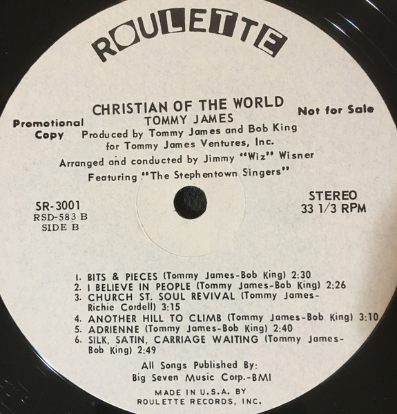 Tommy James - Christian Of The World | Roulette (SR-3001) - 2