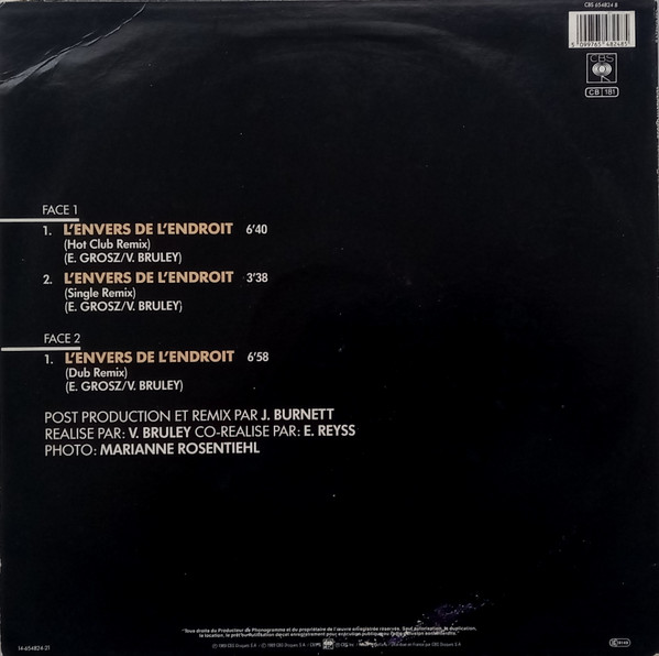 Elizabeth Grosz - L'Envers De L'Endroit (US. Club Remix) | CBS (CBS 654824 8) - 2 Elizabeth Grosz - L'Envers De L'Endroit (US. Club Remix) | CBS (CBS 654824 8) - 2
