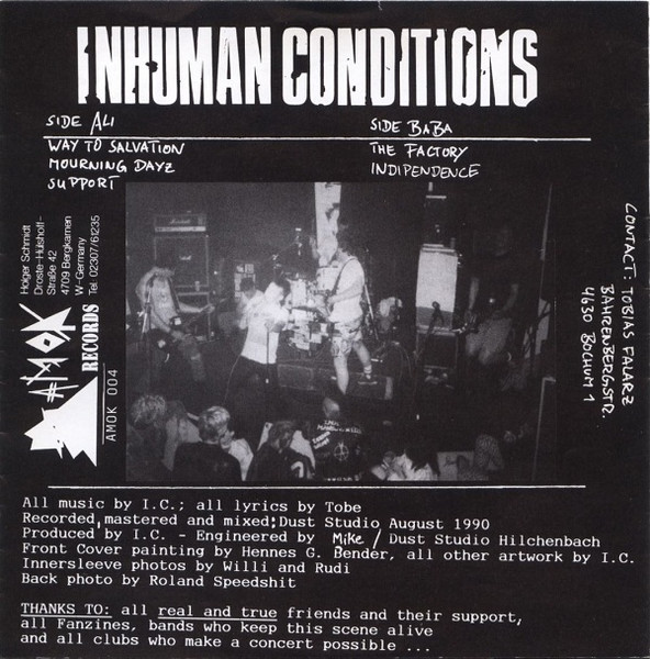 Inhuman Conditions - Support | Amok Records (AMOK004) - 2