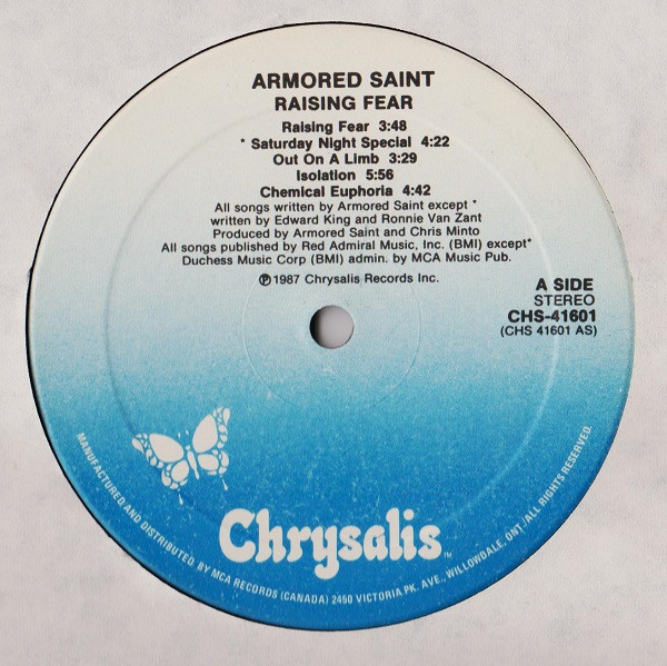 Armored Saint - Raising Fear | Chrysalis (CHS 41601) - 2