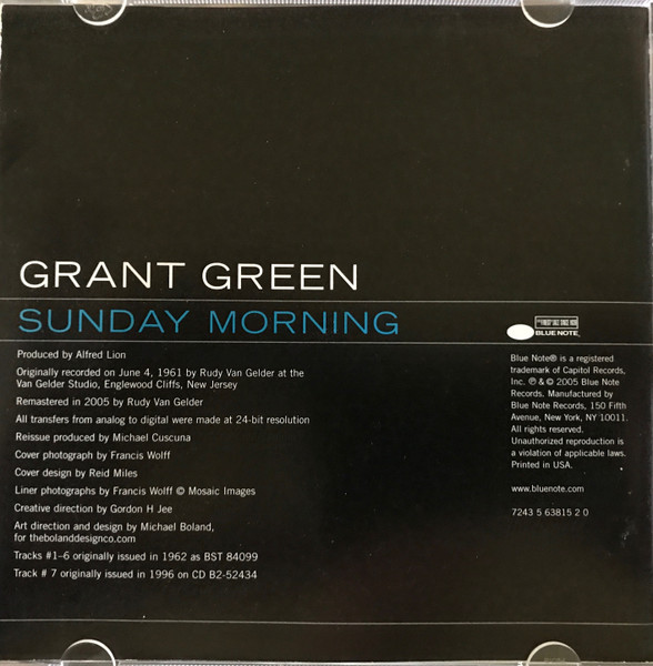 Grant Green - Sunday Mornin' | Blue Note (7243 5 63822 2 0) - 3