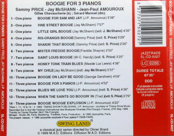 Sammy Price , Jay McShann , Jean-Paul Amouroux - Boogie For 3 Pianos | Jazztrade (SL-CD-5027) - 2 Sammy Price , Jay McShann , Jean-Paul Amouroux - Boogie For 3 Pianos | Jazztrade (SL-CD-5027) - 2