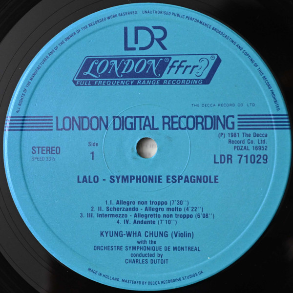 Édouard Lalo , Camille Saint-Saëns , Kyung-Wha Chung , Charles Dutoit , Orchestre Symphonique De Montréal - Symphonie Espagnole / Violin Concerto No.1 | London Records (LDR 71029) - 3 Édouard Lalo , Camille Saint-Saëns , Kyung-Wha Chung , Charles Dutoit , Orchestre Symphonique De Montréal - Symphonie Espagnole / Violin Concerto No.1 | London Records (LDR 71029) - 3