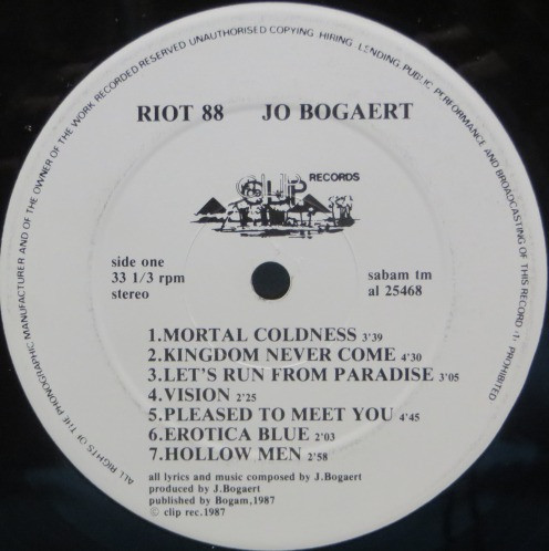 Jo Bogaert - Riot 88 | Clip Records (AL 25468) - 3
