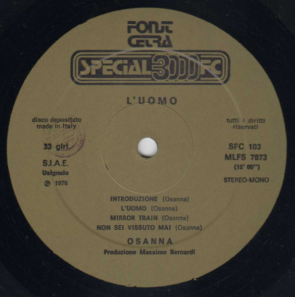 Osanna - L'uomo | Fonit Cetra (SFC 103) - 3 Osanna - L'uomo | Fonit Cetra (SFC 103) - 3
