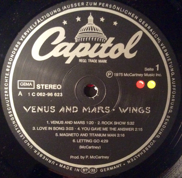 Wings - Venus And Mars | Capitol Records (1C 062-96 623) - 4 Wings - Venus And Mars | Capitol Records (1C 062-96 623) - 4