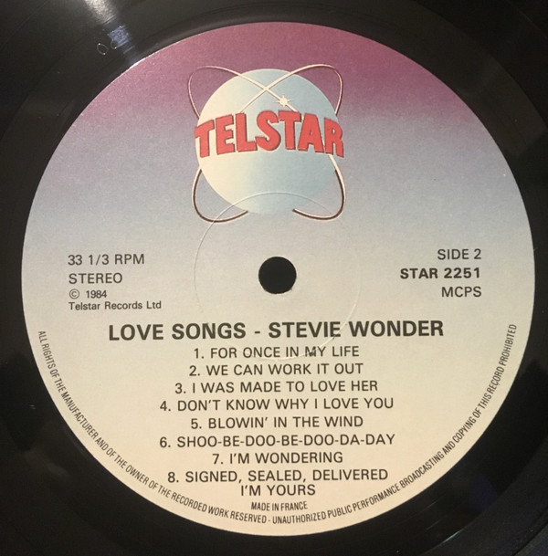 Stevie Wonder - Love Songs | Telstar (STAR 2251) - 3