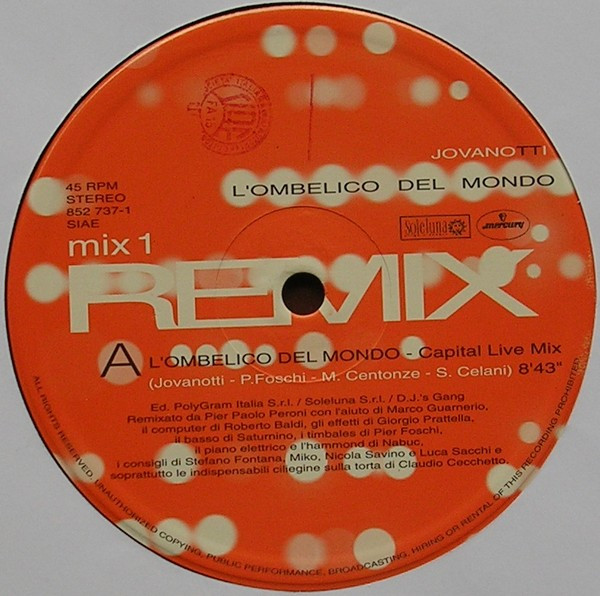 Jovanotti - Lorenzo 1990-1995 Remix - L'Ombelico Del Mondo | Mercury (852 735-1) - 3