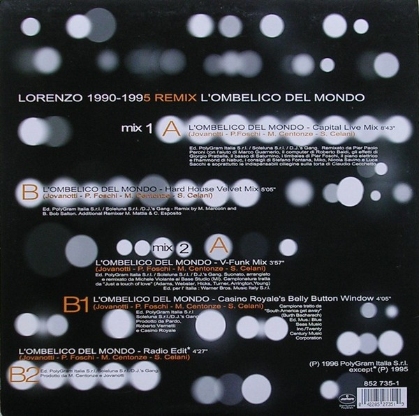 Jovanotti - Lorenzo 1990-1995 Remix - L'Ombelico Del Mondo | Mercury (852 735-1) - 2