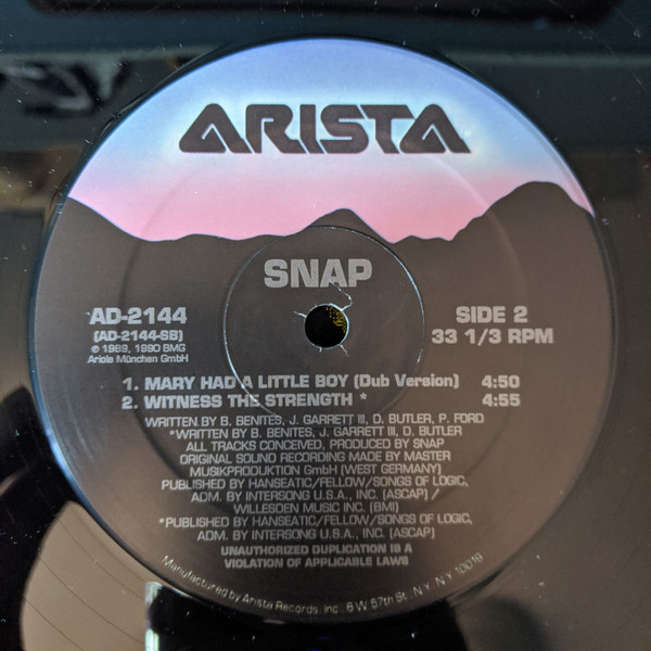 Snap! - Mary Had A Little Boy | Arista (AD-2144) - 3
