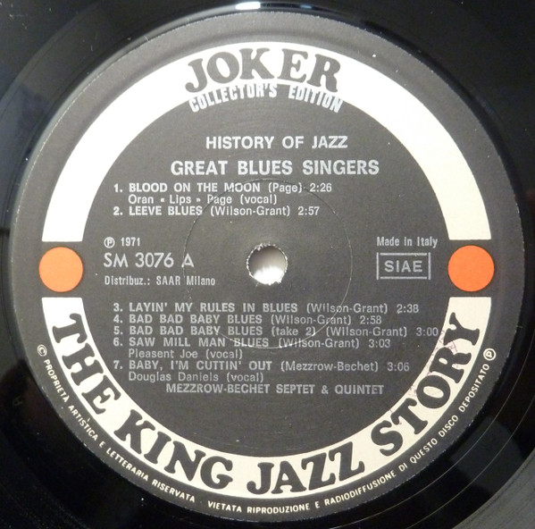 The Mezzrow-Bechet Septet & The Mezzrow-Bechet Quintet - Great Blues Singers (Volume One) | Joker (SM 3076) - 3 The Mezzrow-Bechet Septet & The Mezzrow-Bechet Quintet - Great Blues Singers (Volume One) | Joker (SM 3076) - 3