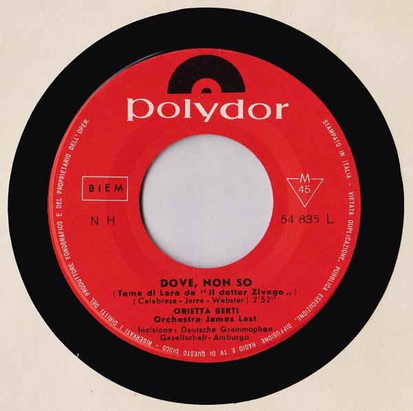 Orietta Berti - Dove, Non So | Polydor (NH 54835) - 3