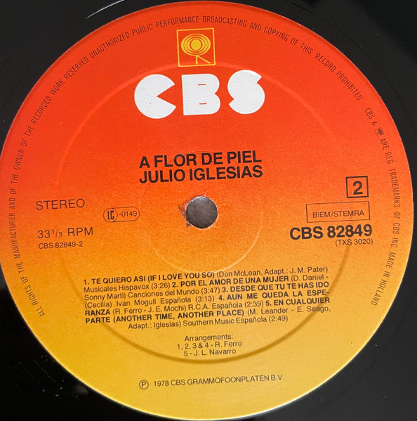 Julio Iglesias - A Flor De Piel | CBS (CBS 82849) - 4 Julio Iglesias - A Flor De Piel | CBS (CBS 82849) - 4