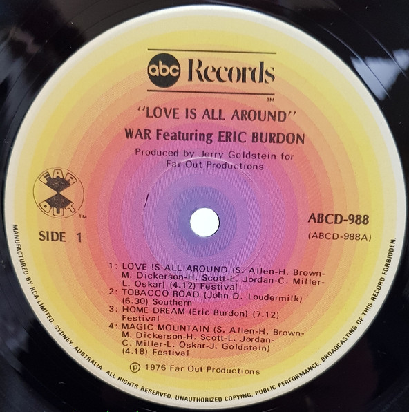 Eric Burdon & War - Love Is All Around | ABC Records (ABCD-988) - 3 Eric Burdon & War - Love Is All Around | ABC Records (ABCD-988) - 3