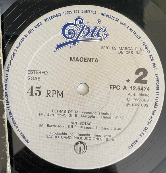 Magenta - Detras De Mi | Epic (EPC A 12.6474) - 4