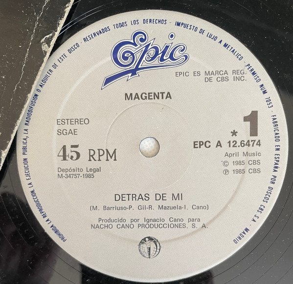 Magenta - Detras De Mi | Epic (EPC A 12.6474) - 3