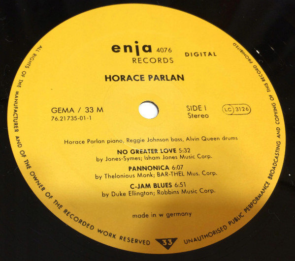 Horace Parlan Trio - Pannonica | Enja Records (enja 4076) - 3 Horace Parlan Trio - Pannonica | Enja Records (enja 4076) - 3