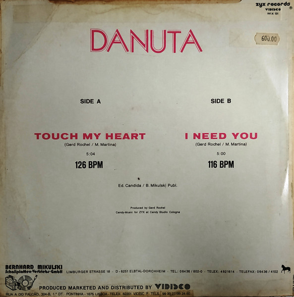 Danuta - Touch My Heart | Vidisco (MX-131) - 2