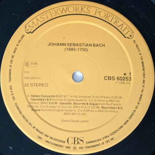 Glenn Gould Plays Johann Sebastian Bach - Italian Concerto, Preludes, Fugues, Etc ... | CBS Masterworks (CBS 60253) - 3