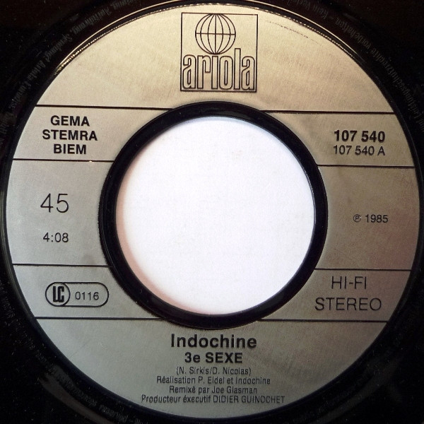 Indochine - 3e Sexe / 3 Nuits Par Semaine | Ariola (107 540) - 3