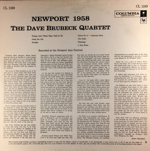 The Dave Brubeck Quartet - Newport 1958 | Columbia (CL 1249) - 2