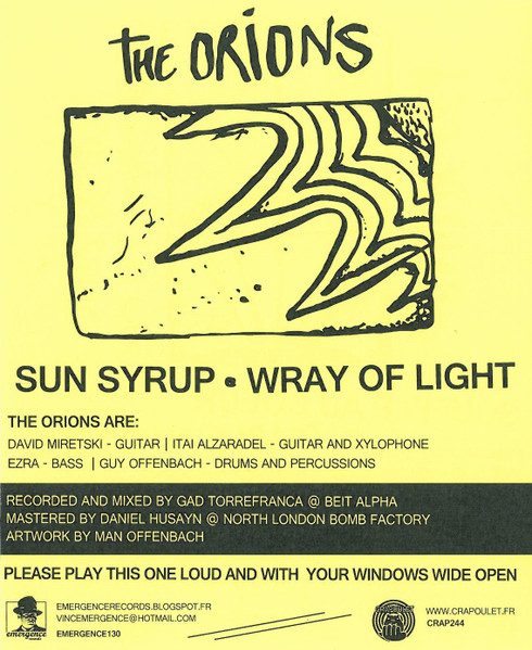 The Orions / Arno De Cea & The Clockwork Wizards - Wray Of Light Sun Syrup / Diable Au Corps Souffle Au Coeur | Calico Records (CSEP 01) - 4 The Orions / Arno De Cea & The Clockwork Wizards - Wray Of Light Sun Syrup / Diable Au Corps Souffle Au Coeur | Calico Records (CSEP 01) - 4