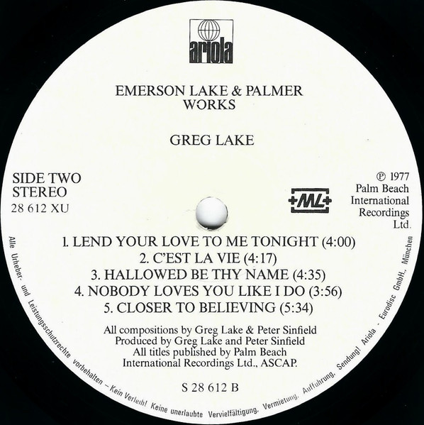 Emerson, Lake & Palmer - Works (Volume 1) | Ariola (28 614 XDU) - 4 Emerson, Lake & Palmer - Works (Volume 1) | Ariola (28 614 XDU) - 4