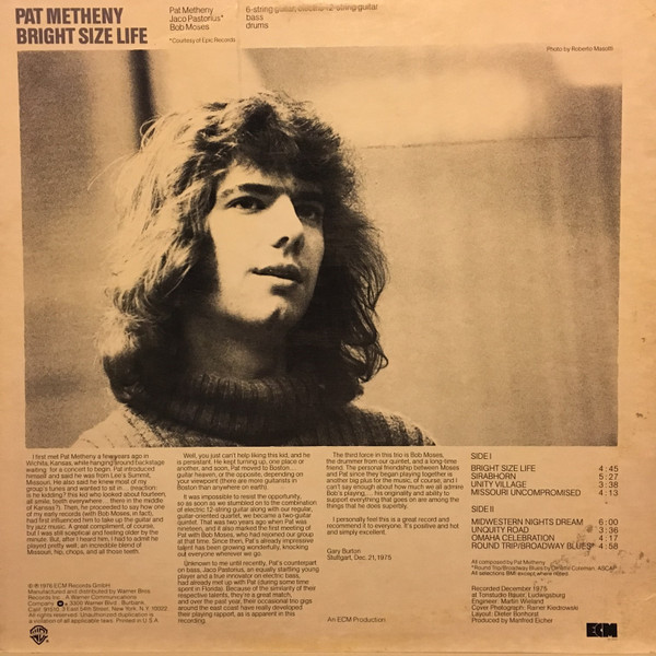 Pat Metheny - Bright Size Life | ECM Records (ECM-1-1073) - 2 Pat Metheny - Bright Size Life | ECM Records (ECM-1-1073) - 2