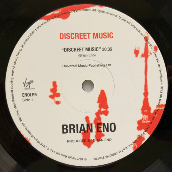 Brian Eno - Discreet Music | Virgin EMI Records (ENOLP5) - 3