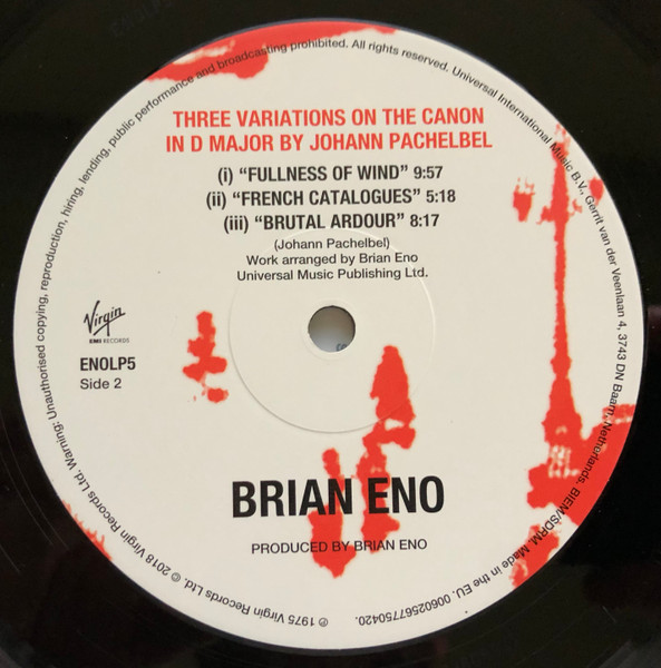 Brian Eno - Discreet Music | Virgin EMI Records (ENOLP5) - 4