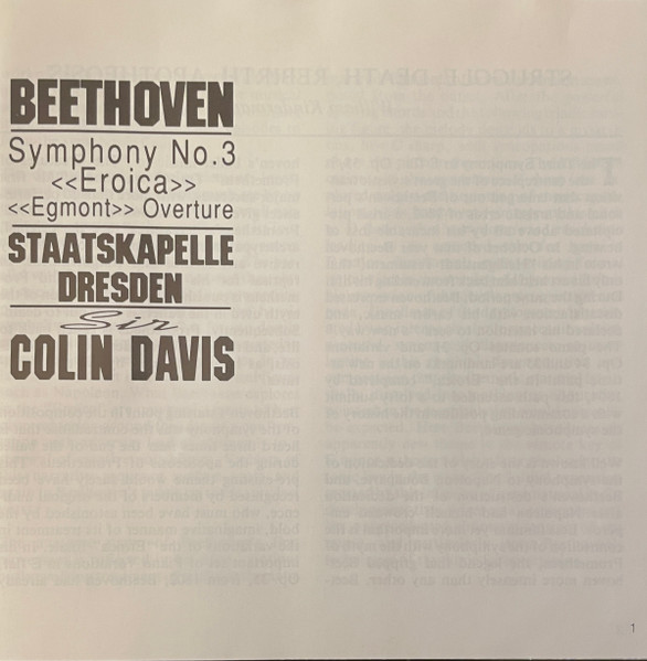 Ludwig van Beethoven , Staatskapelle Dresden , Sir Colin Davis - Symphony No. 3 / Egmont Overture | Philips Digital Classics (434 120-2) - 4 Ludwig van Beethoven , Staatskapelle Dresden , Sir Colin Davis - Symphony No. 3 / Egmont Overture | Philips Digital Classics (434 120-2) - 4