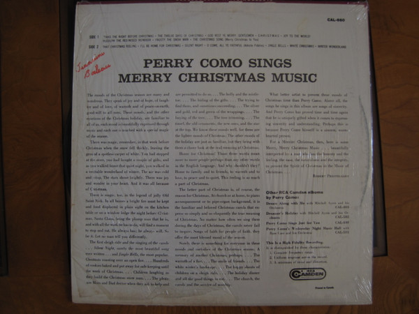 Perry Como - Sings Merry Christmas Music | RCA Camden (CAL-660) - 2 Perry Como - Sings Merry Christmas Music | RCA Camden (CAL-660) - 2