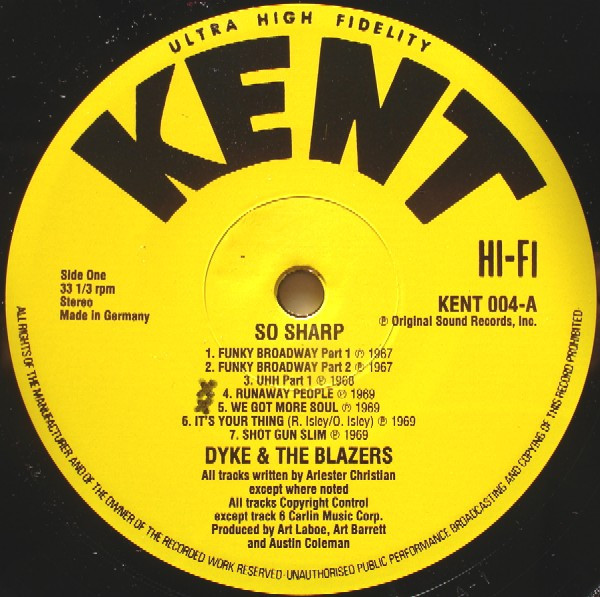Dyke & The Blazers - So Sharp! | Kent Records (KENT 004) - 3