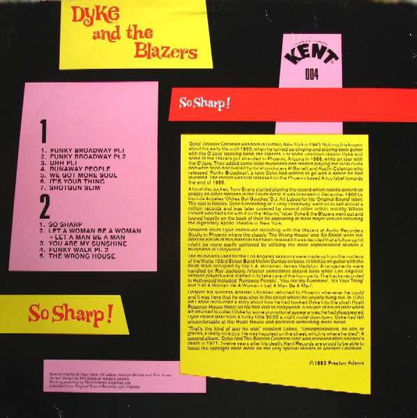 Dyke & The Blazers - So Sharp! | Kent Records (KENT 004) - 2